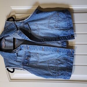 Vintage 90s Paul Harris Grunge Denim Raw Hem Button Up Jean Chest Pocket Vest